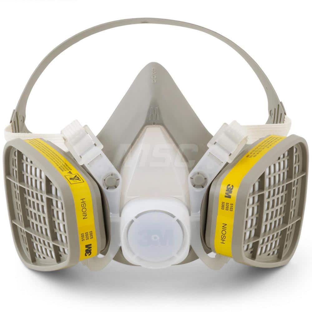 Half Facepiece Respirator with Cartridge: Medium, Thermoplastic Elastomer, Permanently Attached
