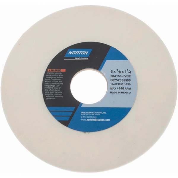 Norton 66252835506 Surface Grinding Wheel: 6" Dia, 1/8" Thick, 1-1/4" Hole, 150 Grit, L Hardness Image