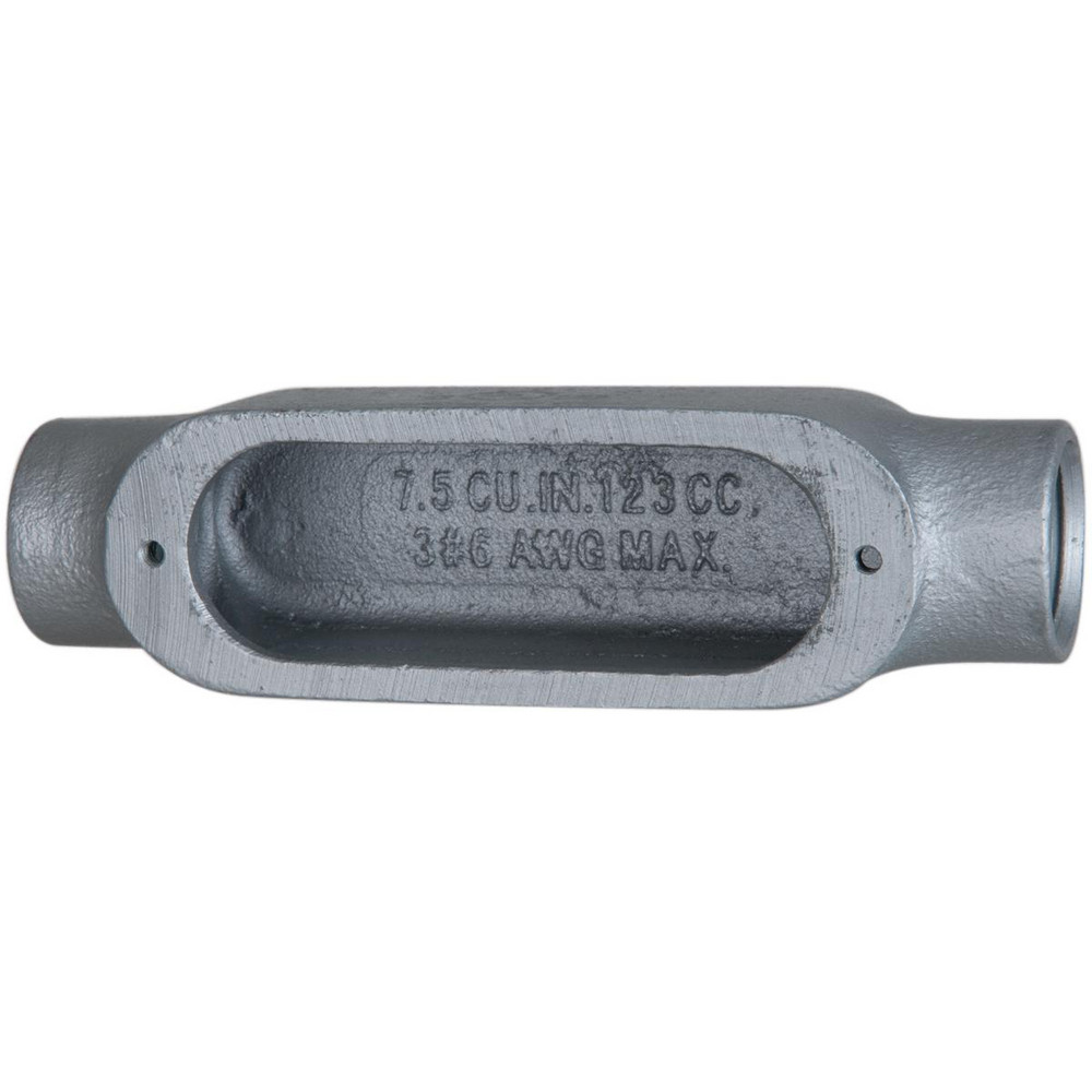 Form 5, C Body, 3/4" Trade, Rigid Malleable Iron Conduit Body - Oval, 6" OAL, 7-1/2 cc Capacity, Gray