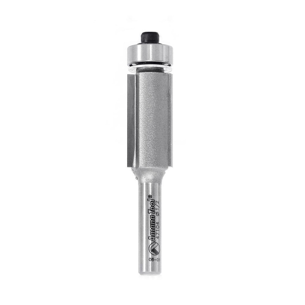1/2" Dia, 1" LOC, 2 Flute Carbide-Tipped Edge Profile Flush Trim Router Bit - 1/4" Shank Dia, 2-5/8" OAL, Use on Laminate, Wood