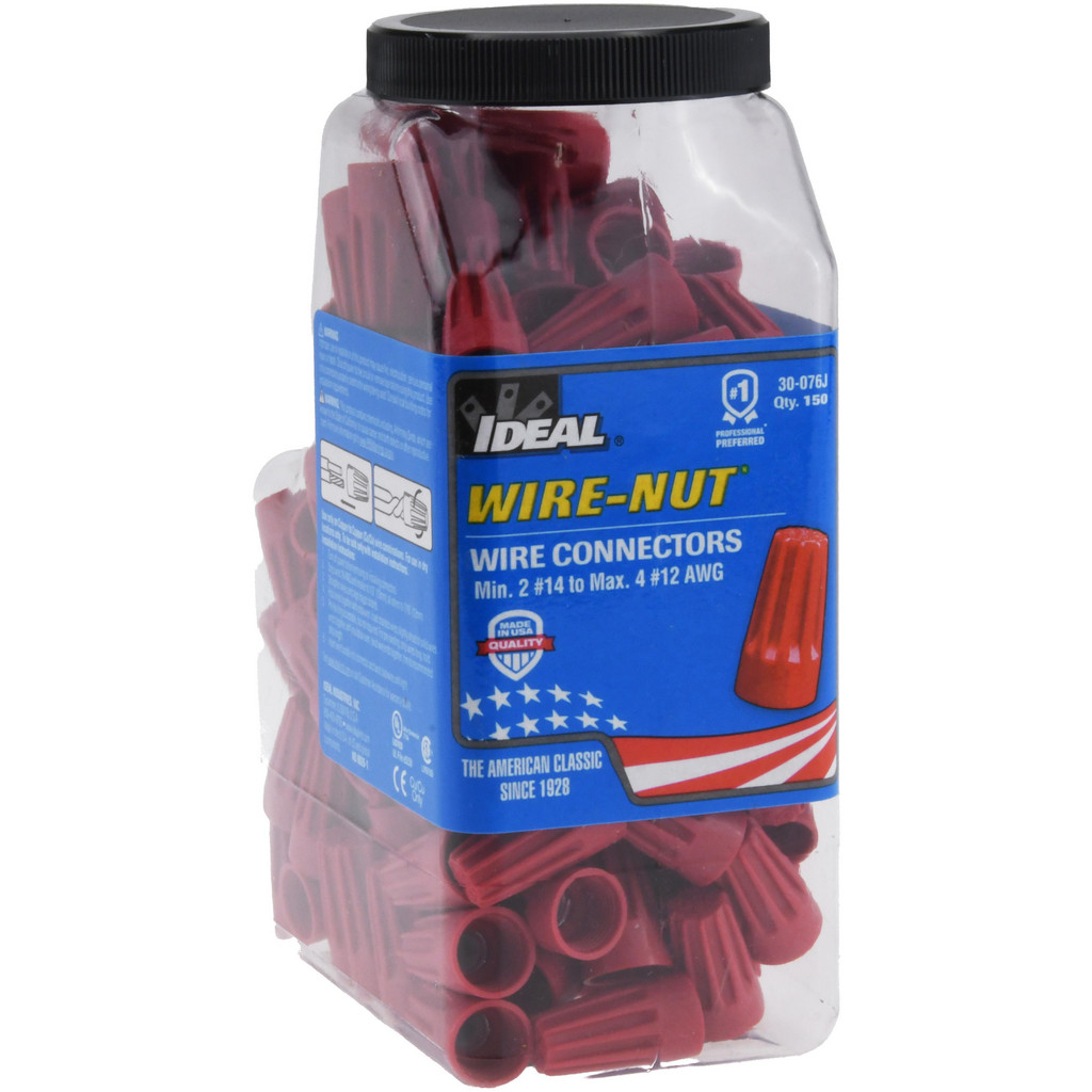 Ideal | Wire-Nut® Standard Twist-On Wire Connector: Red, Flame-Retardant, 10 to 18 AWG - 600.00 V | Part #30-076J