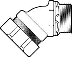 Cooper Crouse-Hinds LTK10045 Conduit Connector: For Liquid-Tight, Malleable Iron, 1" Trade Size 