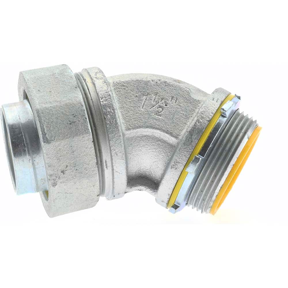Cooper Crouse-Hinds LTB15045 Conduit Connector: For Liquid-Tight, Malleable Iron, 1-1/2" Trade Size 