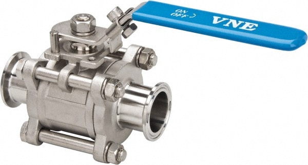 Sanitary Manual Ball Valve: 1-1/2" Pipe, Full Port