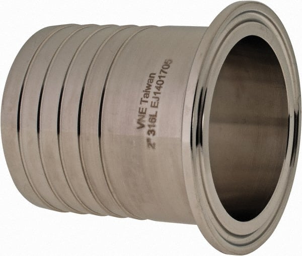 VNE EG14RT-6L2.0 Sanitary Stainless Steel Pipe Rubber Hose Adapter: 2", Clamp Connection 