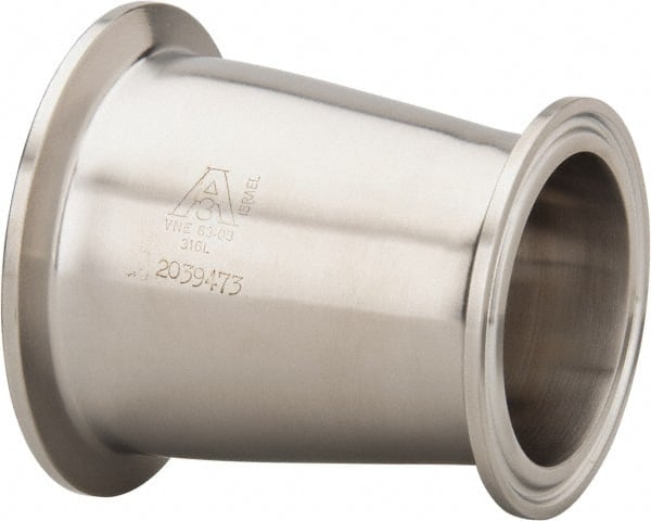 VNE EG31CC6L2.5X2.0 Sanitary Stainless Steel Pipe Concentric Reducer: 2-1/2 x 2", Clamp Connection 