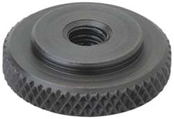 #10-24 UNC Thread, Black Oxide Finish, Steel Round Knurled Check Nut