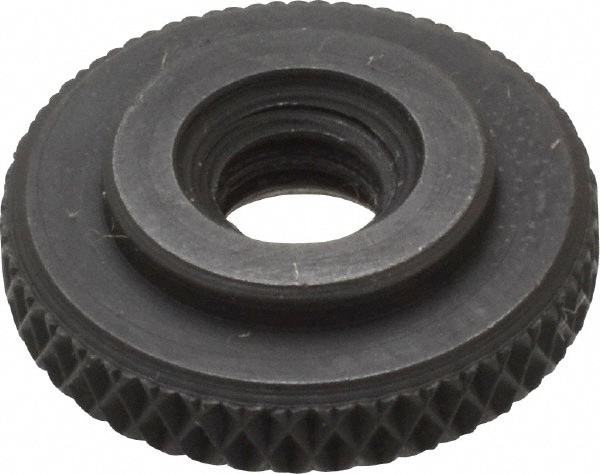 1/4-20 Inch UNC Thread, Black Oxide Finish, Steel Round Knurled Check Nut