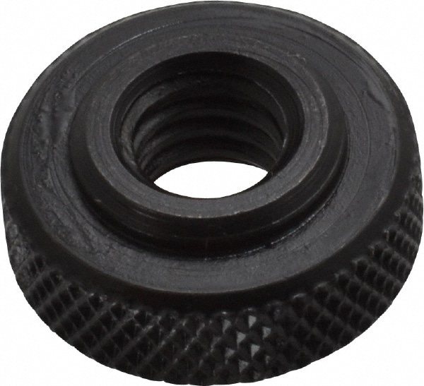 5/16-18 Inch UNC Thread, Black Oxide Finish, Steel Round Knurled Check Nut