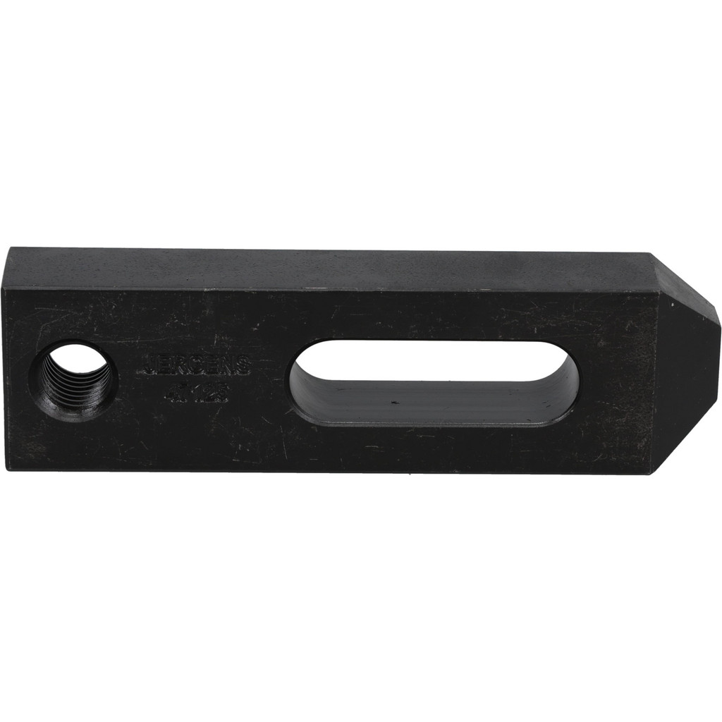 Jergens Clamp Strap: Carbon Steel, 1/2" Stud, Tapered Nose - 1-1/4" Travel, 17/32" Slot Width, 1-1/4" Wide, 3/4" High, 4-1/2" OAL, Black Finish