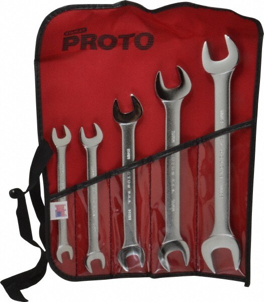 Open End Wrench Set: 5 Pc, Metric