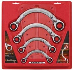 Obstruction Box End Wrench Set: 4 Pc, 1/2 x 9/16" 3/4 x 7/8" 3/8 x 7/16" & 5/8 x 11/16" Wrench, Inch