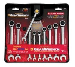 GEARWRENCH 9418 Combination Wrench Set: 10 Pc, 1/2" 10 mm 12 mm 13 mm 14 mm 3/8" 5/16" 7/16" 8 mm & 9/16" Wrench, Inch & Metric 
