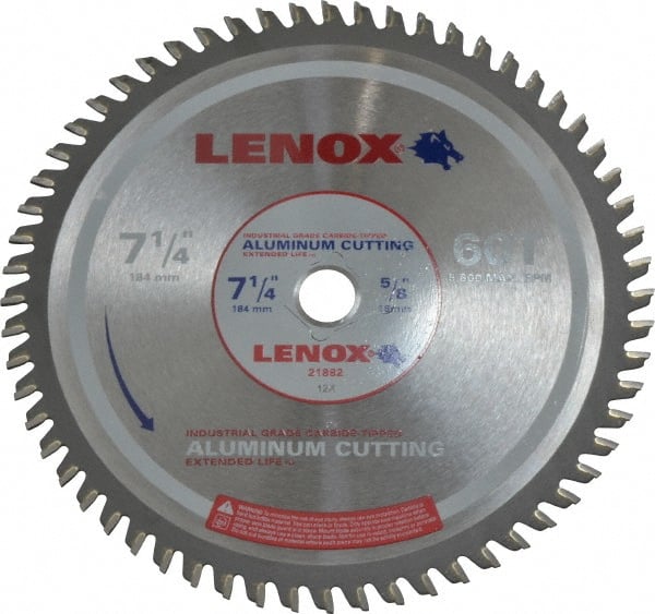 Lenox Wet  Dry Cut Saw Blade: 7-1/4″ Dia, 5/8″ Arbor Hole, 60 Teeth  04600227 MSC Industrial Supply