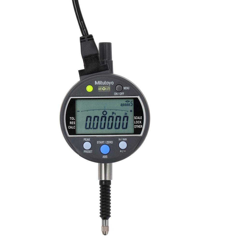 Electronic Drop Indicator: 0.0000" Min, 1/2" Max, 0.000120" Accuracy, Lug Back, 59.40 mm Dial Dia