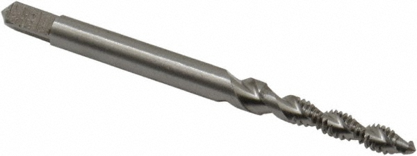 Spiral Flute Tap: #4-40 UNC, 2 Flutes, Modified Bottoming, 2B/3B Class of Fit, High Speed Steel, Bright/Uncoated