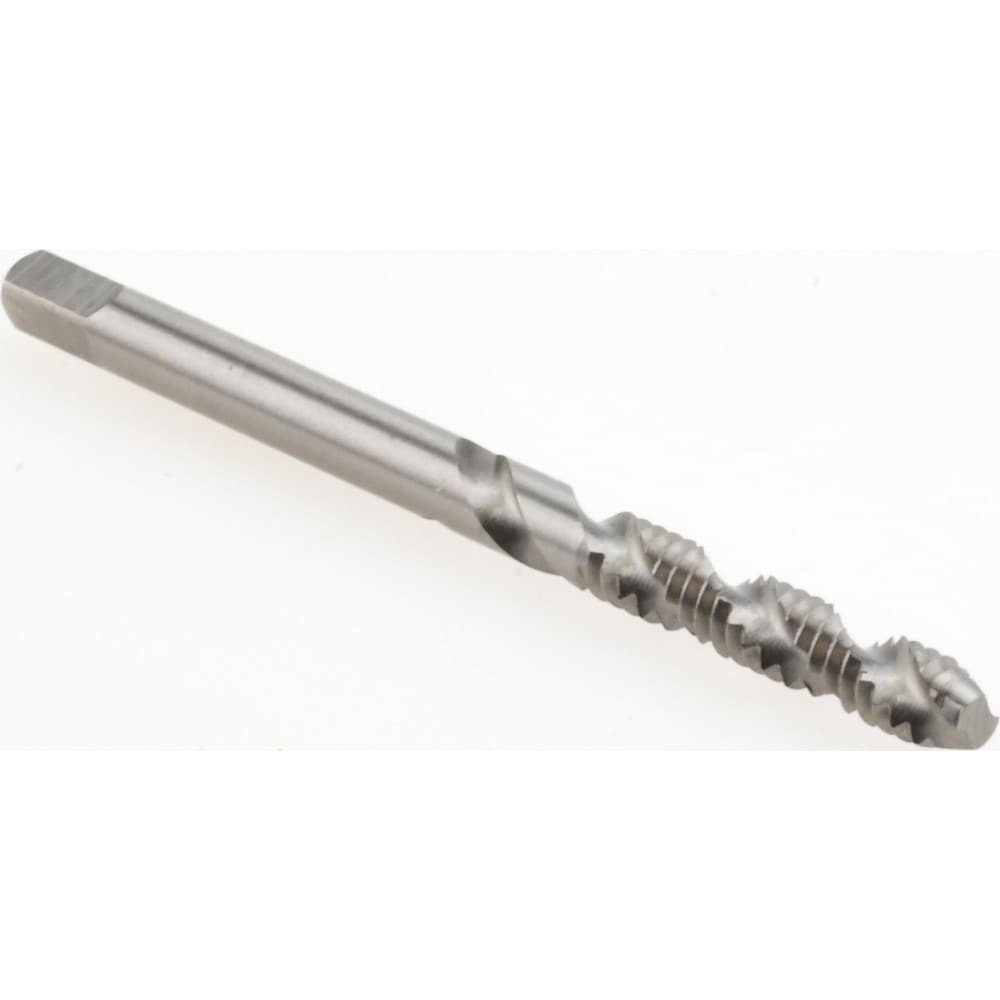 Spiral Flute Tap: #6-32 UNC, 2 Flutes, Modified Bottoming, 2B Class of Fit, High Speed Steel, Bright/Uncoated