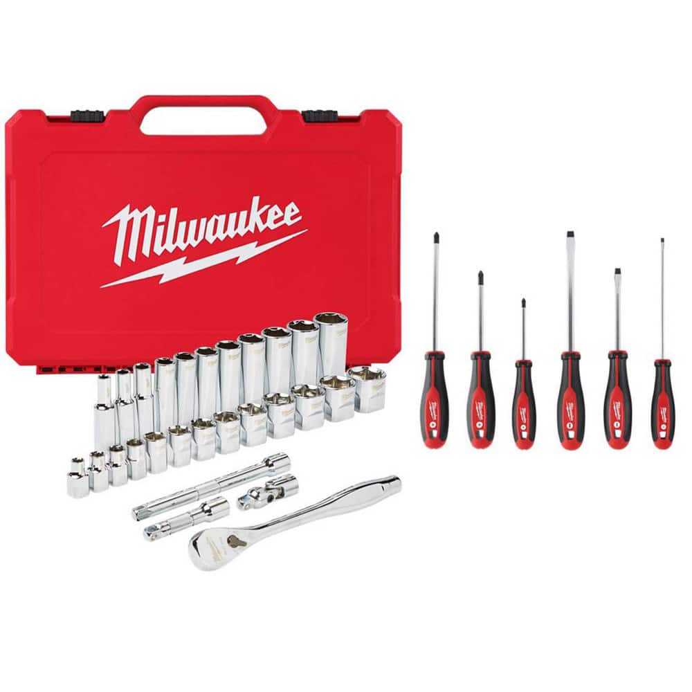 Combination Hand Tool Sets; Set Type: Mechanic's Tool ; Tool Type: Ratchet & Socket Set ; Number Of Pieces: 34 ; Measurement Type: Inch ; Tool Finish: Chrome-Plated ; Container Type: Carrying Case