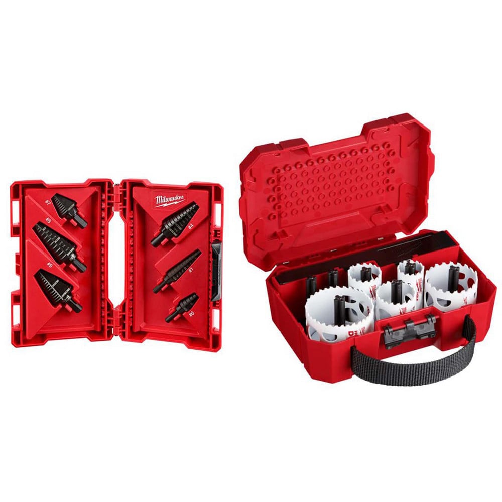 Drill Bit Sets; Drill Bit Set Type: Step Drill Bits ; Number of Pieces: 6.000 ; Tool Material: High-Speed Steel ; Minimum Drill Bit Size (Frac Inch): 1/8 ; Maximum Drill Bit Size (Frac Inch): 1-1/8 ; Coating/Finish: Oxide