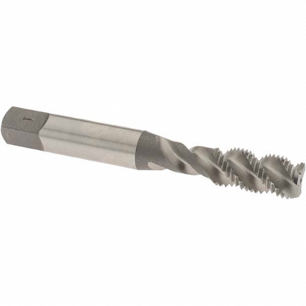 Spiral Flute Tap: 3/8-24 UNF, 3 Flutes, Bottoming, 2B Class of Fit, High Speed Steel, Bright/Uncoated