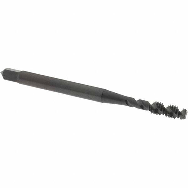 Spiral Flute Tap: #5-40 UNC, 2 Flutes, Bottoming, 2B Class of Fit, High Speed Steel, Oxide Coated