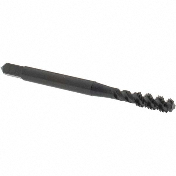 Spiral Flute Tap: #8-36 UNF, 3 Flutes, Bottoming, 2B Class of Fit, High Speed Steel, Oxide Coated