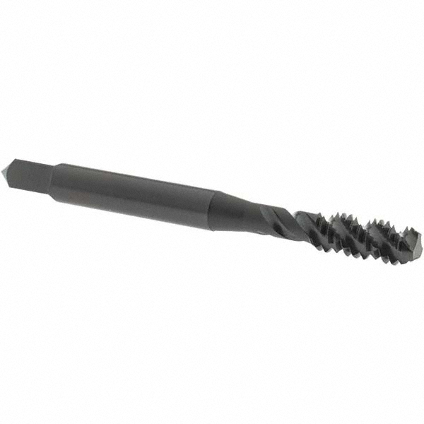 Spiral Flute Tap: #12-24 UNC, 3 Flutes, Bottoming, 2B Class of Fit, High Speed Steel, Oxide Coated