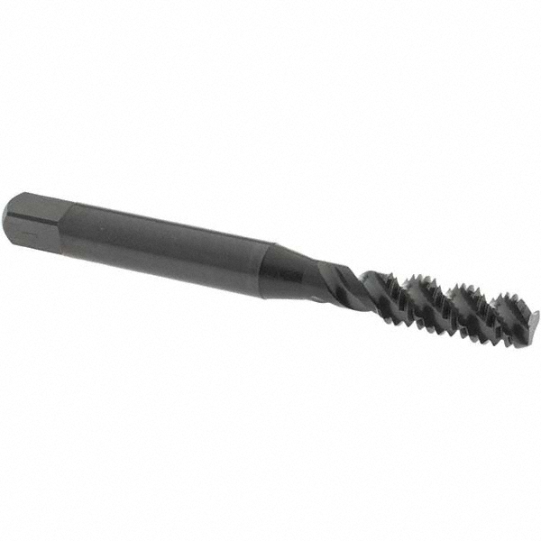 Spiral Flute Tap: M6x1.00 Metric Coarse, 3 Flutes, Bottoming, 6H Class of Fit, High Speed Steel, Oxide Coated