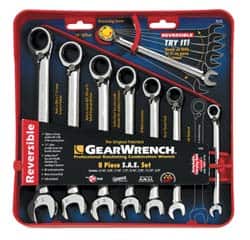 GEARWRENCH 9533N Ratcheting Combination Wrench Set: 8 Pc, 1/2" 11/16" 3/4" 3/8" 5/16" 5/8" 7/16" & 9/16" Wrench, Inch 