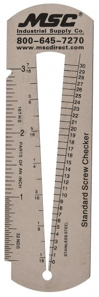 1/16 to 7/16 Inch, Inch and Metric Thread Screw Checker