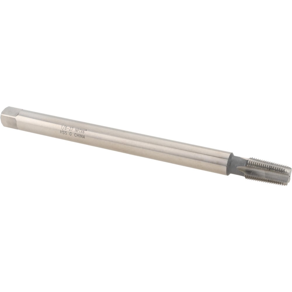 Extension Pipe Tap: 1/8-27 NPT, 4 Flutes, Plug Chamfer, High Speed Steel