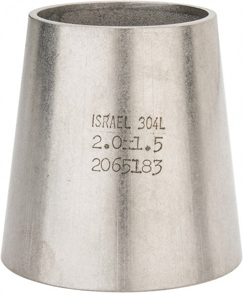 VNE V31W2.0X1.5 Sanitary Stainless Steel Pipe Concentric Reducer: 2 x 1-1/2", Butt Weld Connection 