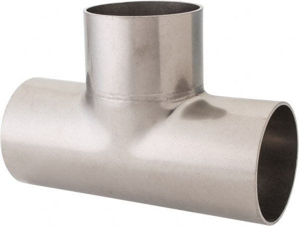 VNE V7W2.5 Sanitary Stainless Steel Pipe Tee: 2-1/2", Butt Weld Connection 