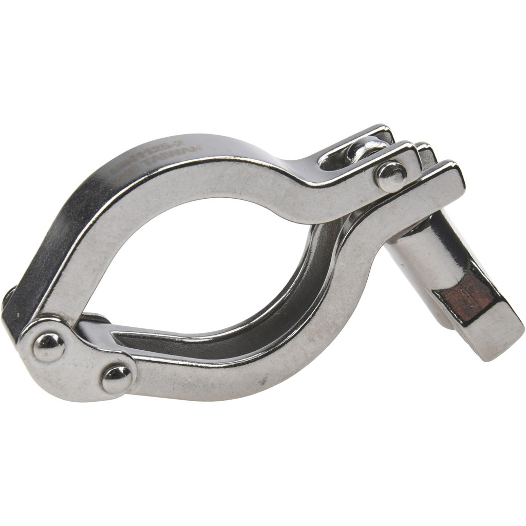 VNE Sanitary Stainless Steel Pipe Double Hinged Clamp w/ Holed Wing Nut: 1-1/2", Clamp Connection - Clamp End Connections, Grade 304