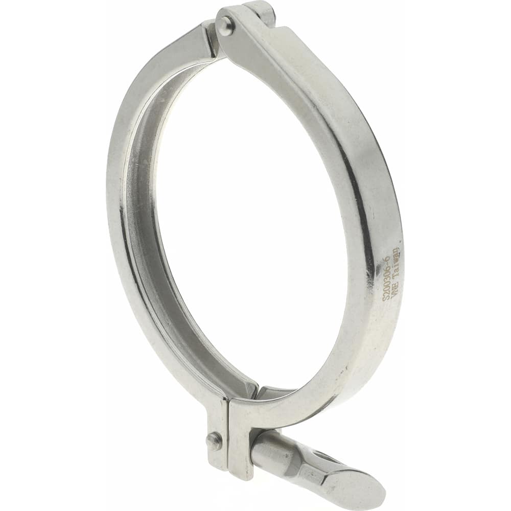 VNE 13MHHM4.0-H Sanitary Stainless Steel Pipe Clamp with Holed Wing Nut: 4", Clamp Connection 