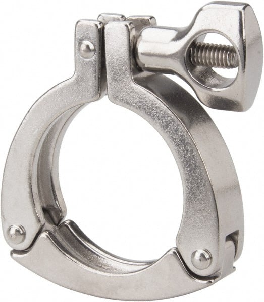 VNE 13MHHS2.0 Sanitary Stainless Steel Pipe Three Piece Clamp with Holed Wing Nut: 2", Clamp Connection 