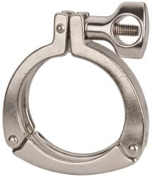 VNE 13MHHS2.5 Sanitary Stainless Steel Pipe Three Piece Clamp with Holed Wing Nut: 2-1/2", Clamp Connection 