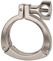 VNE 13MHHS2.5 Sanitary Stainless Steel Pipe Three Piece Clamp with Holed Wing Nut: 2-1/2", Clamp Connection Image