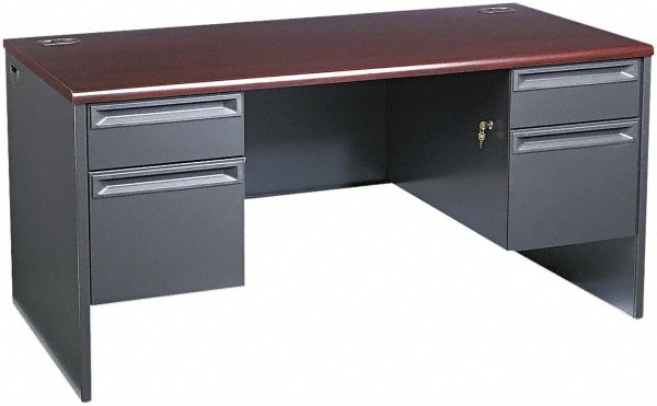 Hon Woodgrain Laminate Metal Double Pedestal Desk 04767885