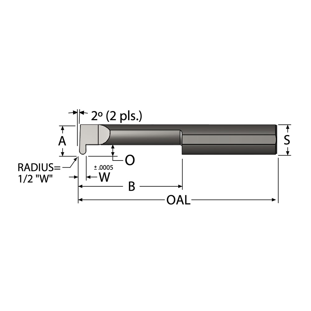 Scientific Cutting Tools 0.125" Groove Width, 3/8" Min Hole Diam, 1