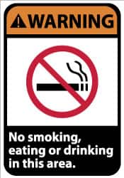 NMC C464AB OSHA Sign 14 Length x 10 Height Black on Yellow Legend CAUTION DO NOT SMOKE EAT OR DRINK IN THIS AREA Aluminum