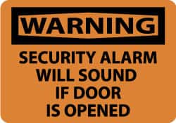 Sign: Rectangle, "Warning - Security Alarm Will Sound If Door Is Opened"