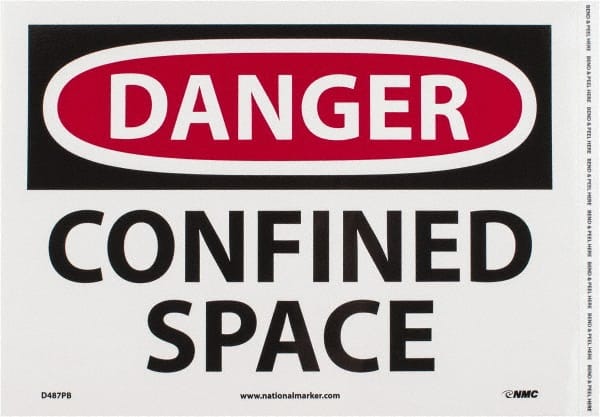 Accident Prevention Sign: Rectangle, "Danger, Confined Space"