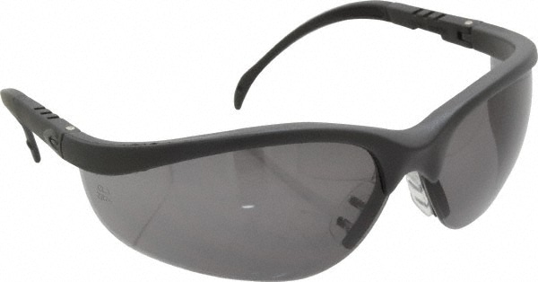 Safety Glass: Scratch-Resistant, Polycarbonate, Gray Lenses, Full-Framed, UV Protection