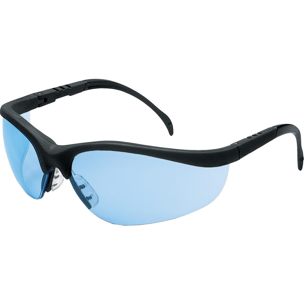 Safety Glass: Scratch-Resistant, Polycarbonate, Light Blue Lenses, Full-Framed, UV Protection