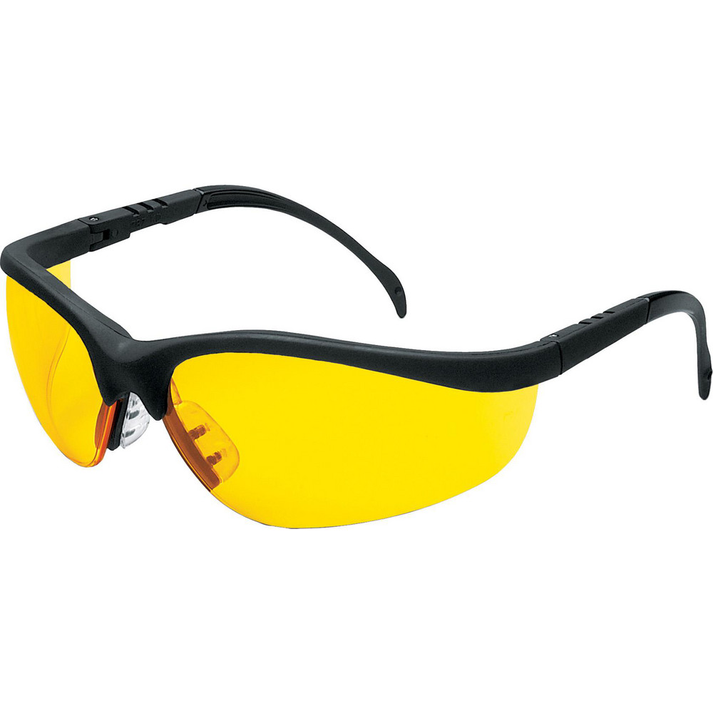Safety Glass: Scratch-Resistant, Polycarbonate, Amber Lenses, Full-Framed, UV Protection