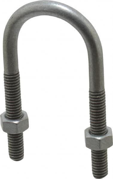 U-Bolt: 5/16-8, for 1" Pipe, Malleable Iron