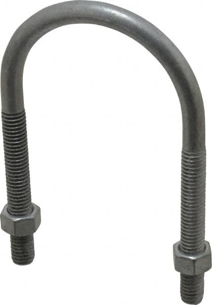 U-Bolt: 3/8-16, for 2" Pipe, Malleable Iron