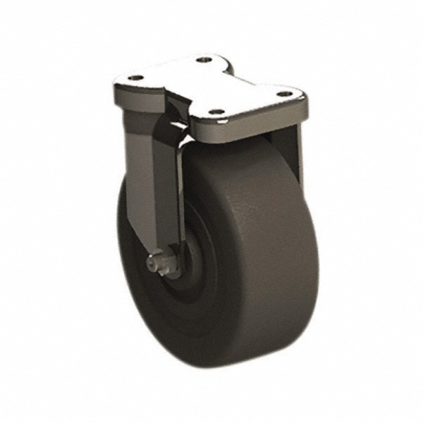 E.R. Wagner Rigid Top Plate Caster: Soft Rubber, 350 lb, 5" Dia, 2" Wide, 6" OAH - 2-3/4 x 3-3/4" Plate, 1-3/4 x 3" Bolt Hole Pattern | 16-Pack
