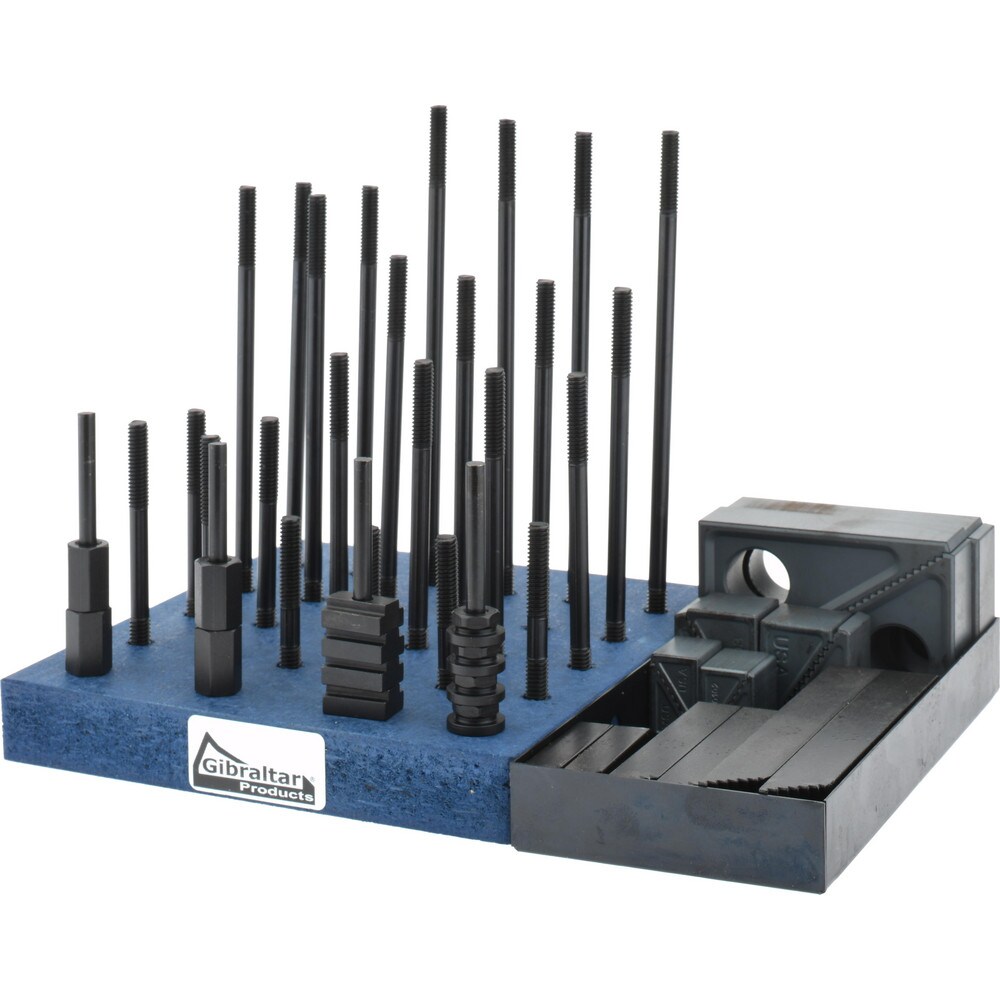 50 Piece Fixturing Step Block & Clamp Set with 1" Step Block, 3/8" T-Slot, 5/16-18 Stud Thread